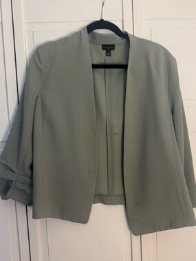 Ann Taylor Olive Green Open-Front Blazer